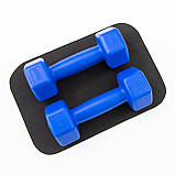 Гантелі для фітнесу пластикові цільні (нерозбірні) + килимок OSPORT Lite 2шт по 1 кг (OF-0214) Синій, фото 2