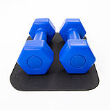 Гантелі для фітнесу пластикові цільні (нерозбірні) + килимок OSPORT Lite 2шт по 1 кг (OF-0214) Синій, фото 3