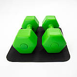 Гантелі для фітнесу пластикові цільні (нерозбірні) + килимок OSPORT Lite 2шт по 3 кг (OF-0216) Зелений, фото 3