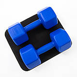 Гантелі для фітнесу пластикові цільні (нерозбірні) + килимок OSPORT Lite 2шт по 4 кг (OF-0217) Синій, фото 2