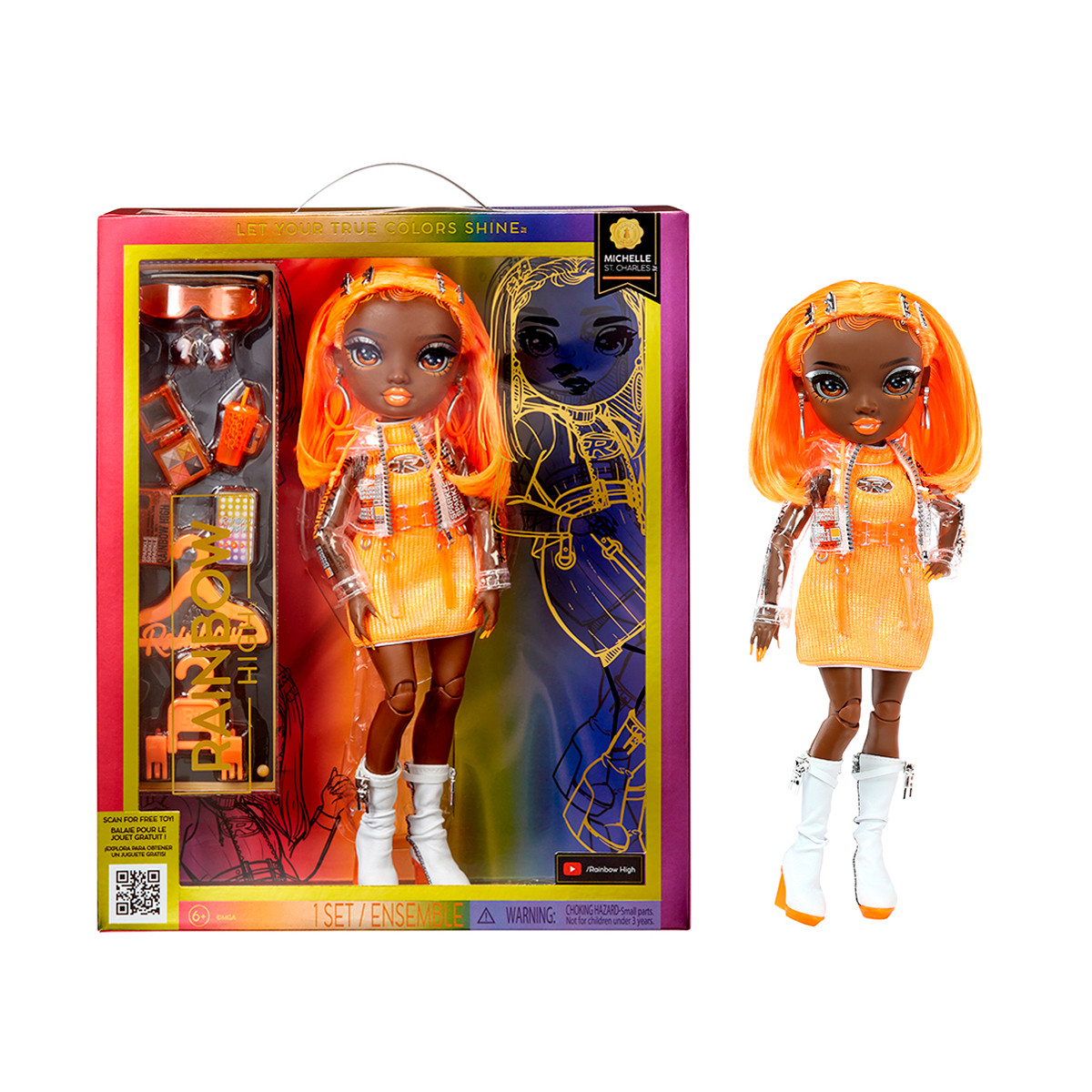 Лялька Рейнбоу Хай Мішель Ст. Чарльз Rainbow High Michelle - Orange Fashion Doll 583127