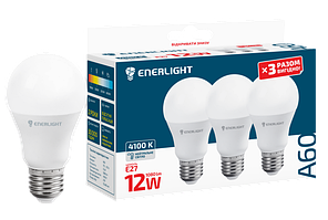 Лампа світлодіодна ENERLIGHT A60 12Вт 4100K E27 (3шт)