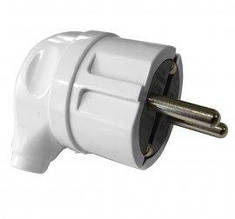 Вилка 16А кутова з заземленням біла