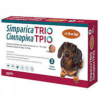 Жевательные таблетки для собак от блох, клещей и гельминтов Симпарика ТРИО от 5,1-10 кг, 1 таблетка