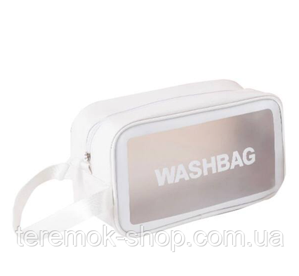 Косметичка органайзер біла из эко-кожи  Washbag 20х12х 6,5 см с ручкой на змейке