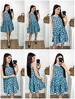 Супер стильное любимое силуэтное платье свободного кроя с поясом Евро софт 42-44,46-48,50-52 Цвет голубой