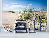 Флизелиновые фото обои 3D Вид на песчаные дюны 254 x 184 см Трава на морском пляже (13049V4)+клей