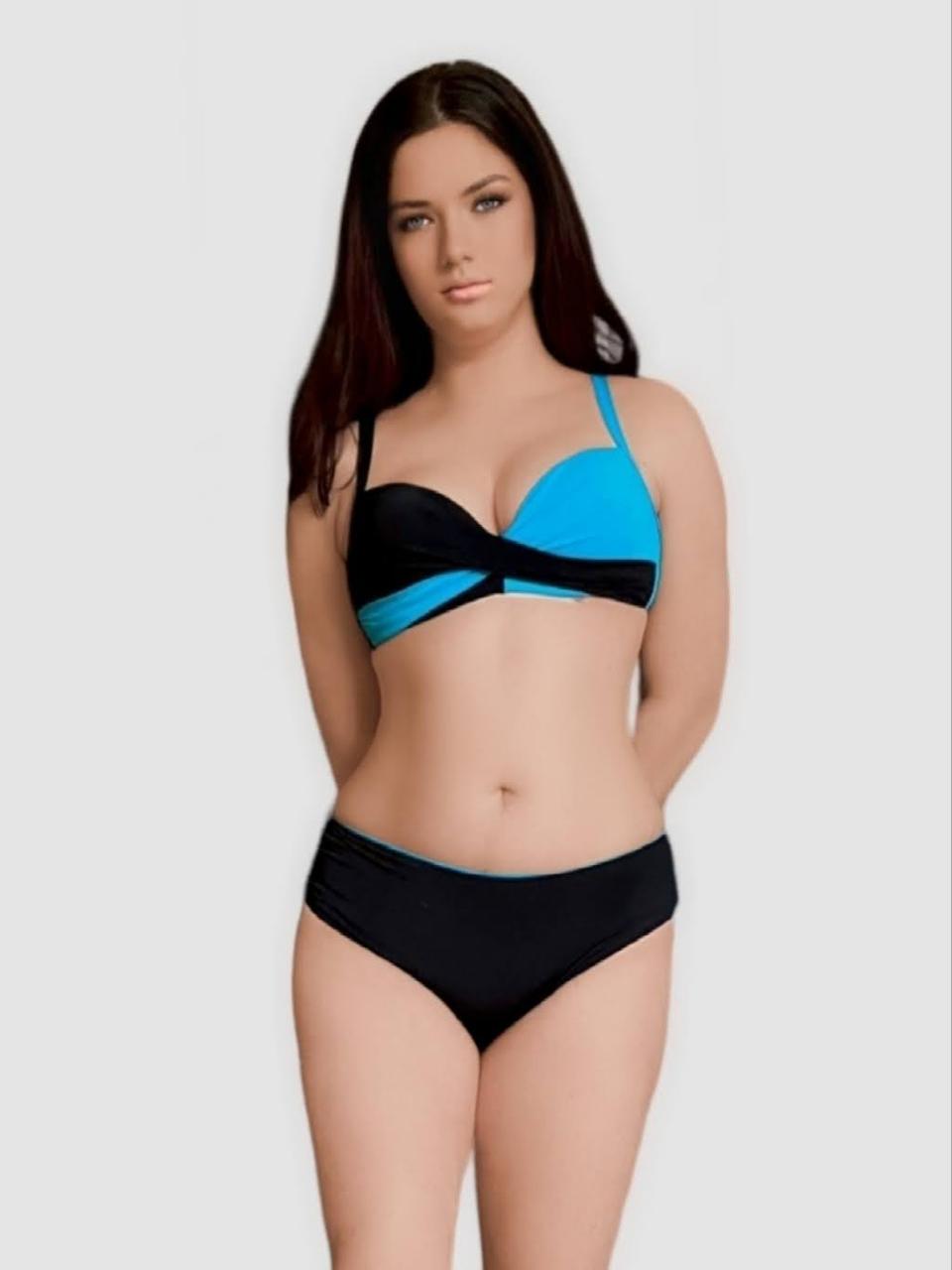 Купальник жіночий двоколірний Sisianna 59203 блакитний на 46 48 50 52 54 розмір