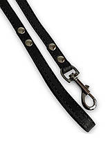 Шкіряний повідець для собаки. Повідець шкіряний Смуга для собак 115 см, Чорний, 16 мм, фото 5