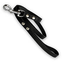 Шкіряний повідець для собаки. Повідець шкіряний Смуга для собак 115 см, Чорний, 16 мм, фото 3