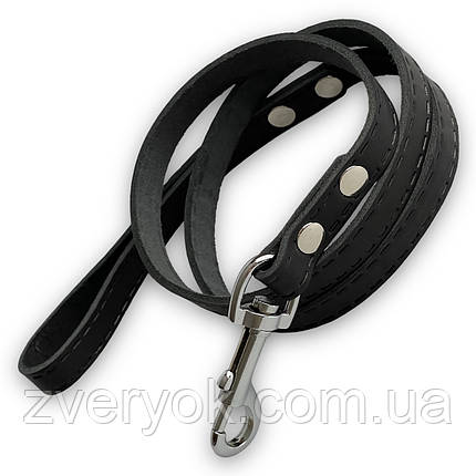 Шкіряний повідець для собаки. Повідець шкіряний Смуга для собак 115 см, Чорний, 16 мм, фото 1