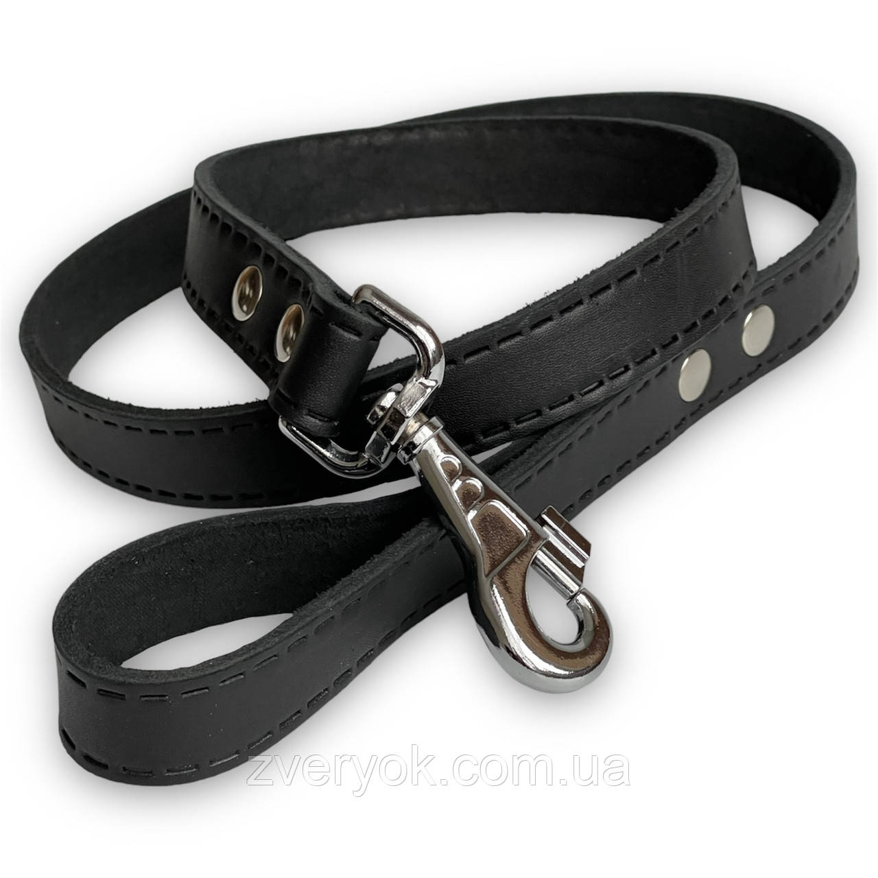 Шкіряний повідець для собаки. Повідець шкіряний Смуга для собак 115 см, Чорний, 25 мм