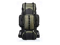 Туристический рюкзак Amazon Basics с внутренней рамой и дождевиком, зеленый, 65 л.