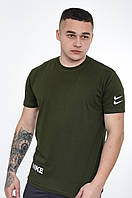 Чоловіча футболка Nike  (рукав+бік) хакі+відбивач