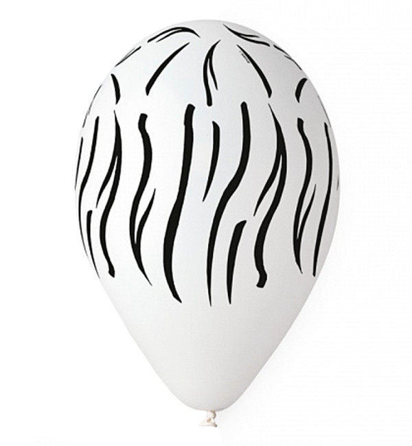 Повітряні кулі "Зебра на білому" 10 шт., Італія, d - 33 см
