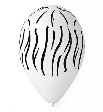 Повітряні кулі "Зебра на білому" 10 шт., Італія, d - 33 см, фото 1