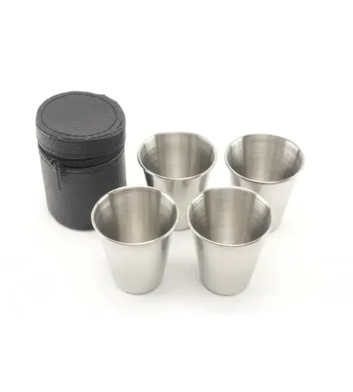 Набір чарок із неіржавкої сталі в чохлі 4 шт., фото 1
