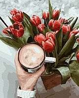 Картина по номерам "Капучино с ароматом тюльпанов" GX40763 40х50 | PICua
