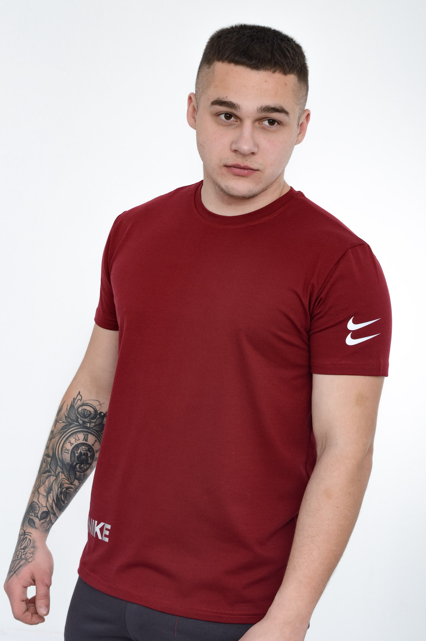 Чоловіча футболка Nike  (рукав+бік) бордо
