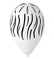 Воздушные шарики "Зебра на белом" 10 шт., Италия, d - 33 см