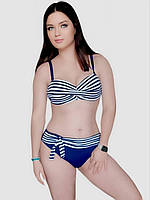 ОПТ Красивый купальник анжелика съемные бретели Sisianna 317012 46-54 сине-белый на 48 50 52 54 56 размер