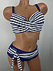 Жіночий купальник в смужку Sisianna 317012 синій на 48 50 52 54 56 розмір, фото 6