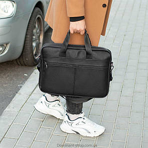 Стильна ділова сумка портфель Capitalist чорна для ноутбука та документів із еко-шкіри якісна