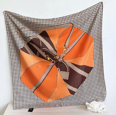 Шовкова хустка Крістел bag 90*90 см помаранчева, фото 1