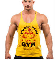 Майка чоловіча для тренувань "Fuck Pain Gym" жовта
