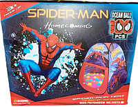 Игровая детская палатка Spider-Man сухой бассейн, 100 шаров