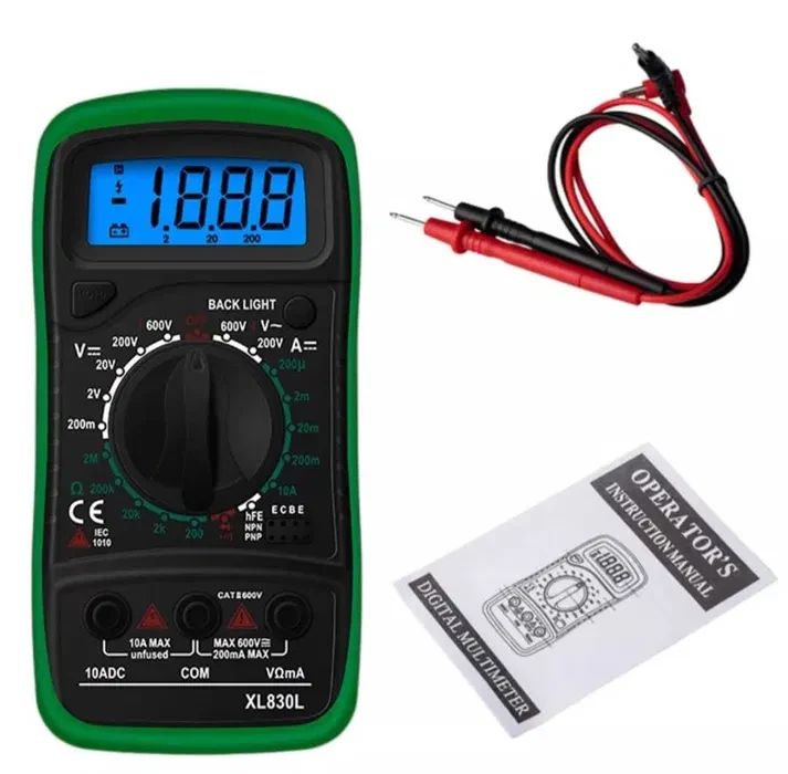 Мультиметр Aneng XL830L (600V; DC-10А; PNP/NPN; 2МОм; звуковий продзвінок; тест діодів) з підсвіткою