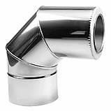 Коліно для димоходу сендвіч 90° термо Ø 100х160 мм Товщина 0.5 мм (Нерж х Нерж) з нержавіючої сталі для котла, фото 4