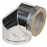 Коліно для димоходу сендвіч 90° термо Ø 100х160 мм Товщина 0.5 мм (Нерж х Нерж) з нержавіючої сталі для котла, фото 2