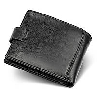 Шкіряне чоловіче портмоне на кнопці ST Leather ST-104-1 чорний, фото 3