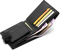 Шкіряне чоловіче портмоне на кнопці ST Leather ST-104-1 чорний, фото 7