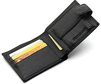 Шкіряне чоловіче портмоне на кнопці ST Leather ST-104-1 чорний, фото 6