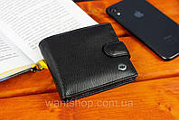 Шкіряне чоловіче портмоне на кнопці ST Leather ST-104-1 чорний, фото 9