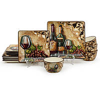 Сервіз столовий на винну тематику 12 предметів Тосканський натюрморт Certified International 43241-42-45