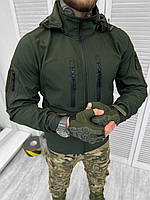 Тактическая весенняя куртка олива SoftShel , военная тактическая куртка с капюшоном олива для зсу на весну