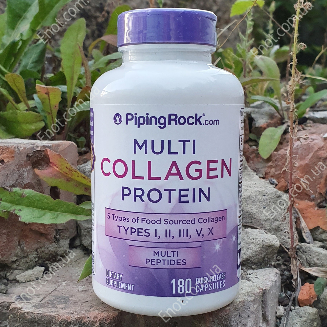 Колаген Piping Rock Multi Collagen Protein Multi Peptides 2000 мг на порцію 180 капсул (Тип I, II, III, V, X)