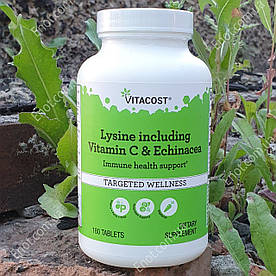 Лізин, вітамін С, Ехінацея Vitacost Lysine including, Vitamin C & Echinacea 180 таблеток