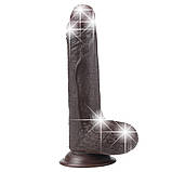 Реалістичний фалоімітатор з яєчками та ефектом живої шкіри на присосці Sliding Skin Dual Layer Dong 7'' Black, фото 2