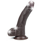 Реалістичний фалоімітатор з яєчками та ефектом живої шкіри на присосці Sliding Skin Dual Layer Dong 7'' Black, фото 3