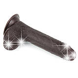 Реалістичний фалоімітатор з яєчками та ефектом живої шкіри на присосці Sliding Skin Dual Layer Dong 7'' Black, фото 4