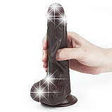 Реалістичний фалоімітатор з яєчками та ефектом живої шкіри на присосці Sliding Skin Dual Layer Dong 7'' Black, фото 5