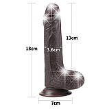 Реалістичний фалоімітатор з яєчками та ефектом живої шкіри на присосці Sliding Skin Dual Layer Dong 7'' Black, фото 7