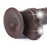 Реалістичний фалоімітатор з яєчками та ефектом живої шкіри на присосці Sliding Skin Dual Layer Dong 7'' Black, фото 9