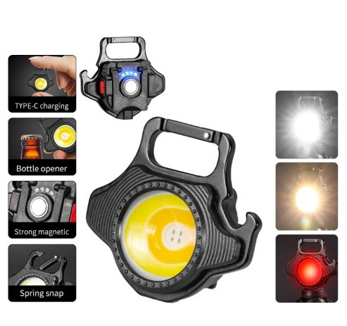 Ліхтар для кемпінгу RB437, W5133, білий, червоний, type-c, індикатор, магніт, карабін, брелок, фото 1