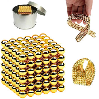 Магнітний Конструктор-головоломка Neocube , 216 кульок, Золотистий / Неокуб / Іграшка антистрес