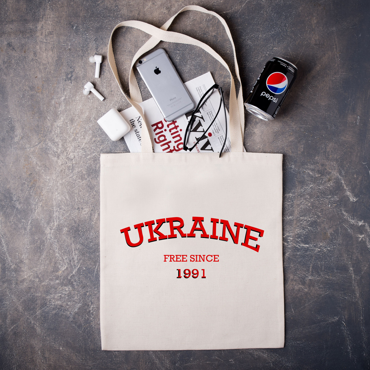 Шоппер,сумка з принтом "UKRAINE FREE SINCE 1991"